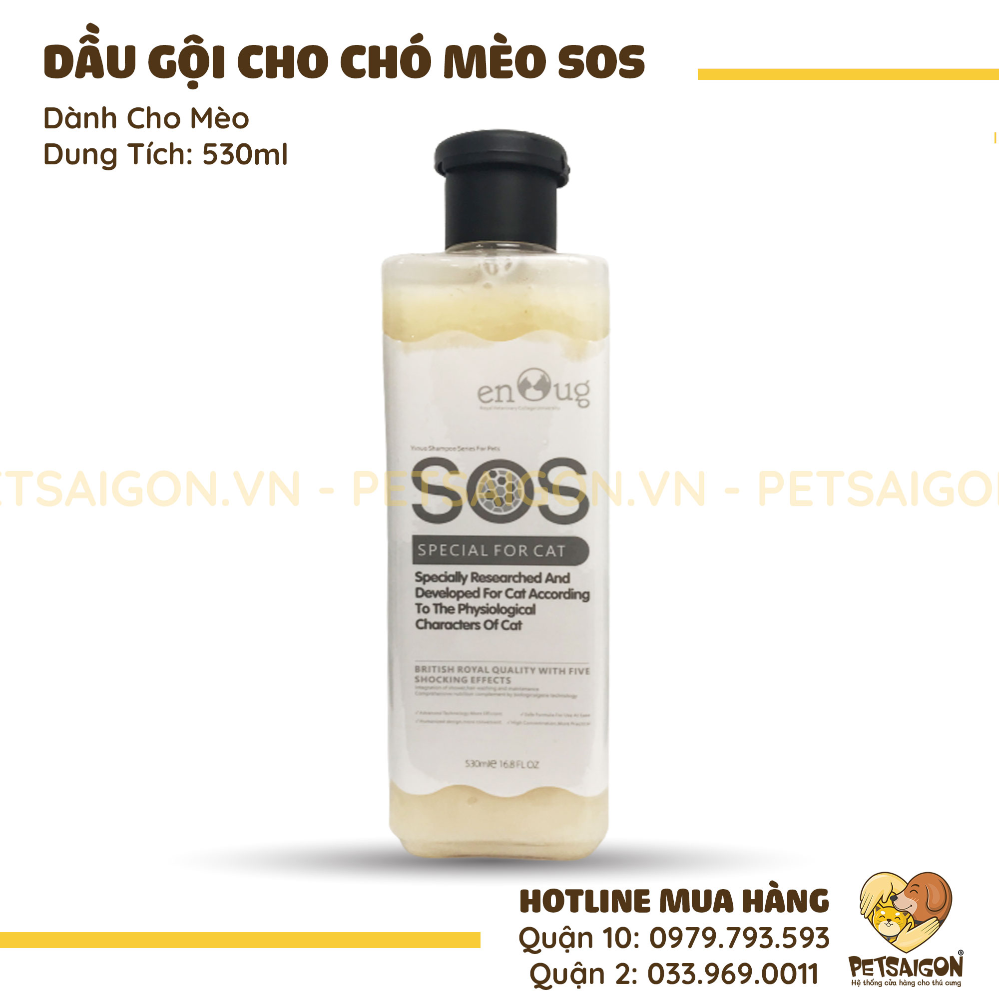 Sữa Tắm Cho Chó Mèo SOS 530ml