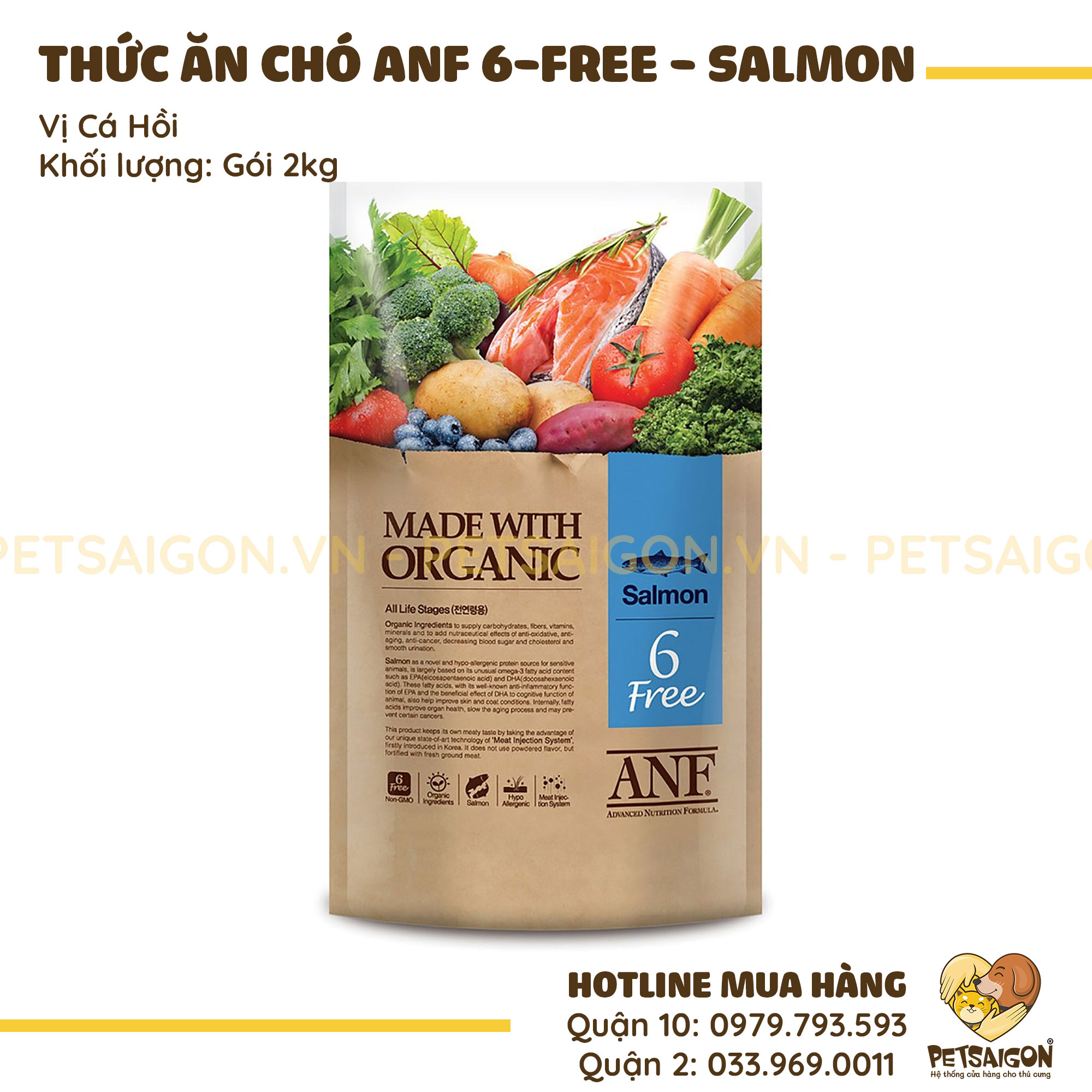Thức ăn hỗn hợp hoàn chỉnh cho chó - ANF 6Free+Indoor Dog Salmon & White Fish 1.6kg