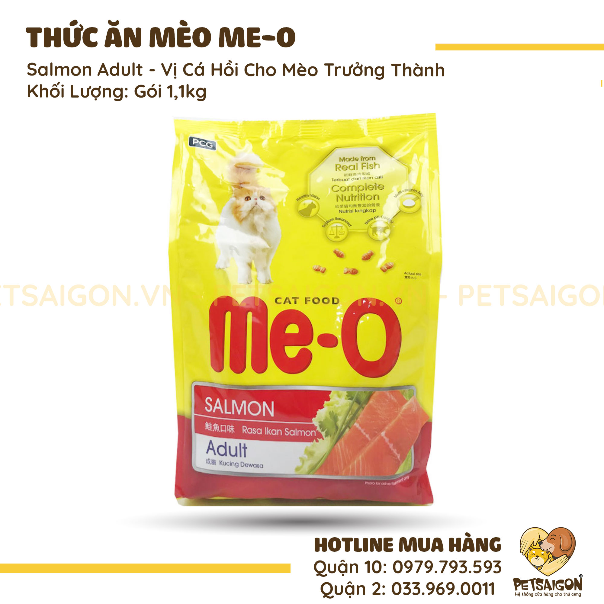 Thức Ăn Cho Mèo Trưởng Thành Me-O Vị Cá Hồi