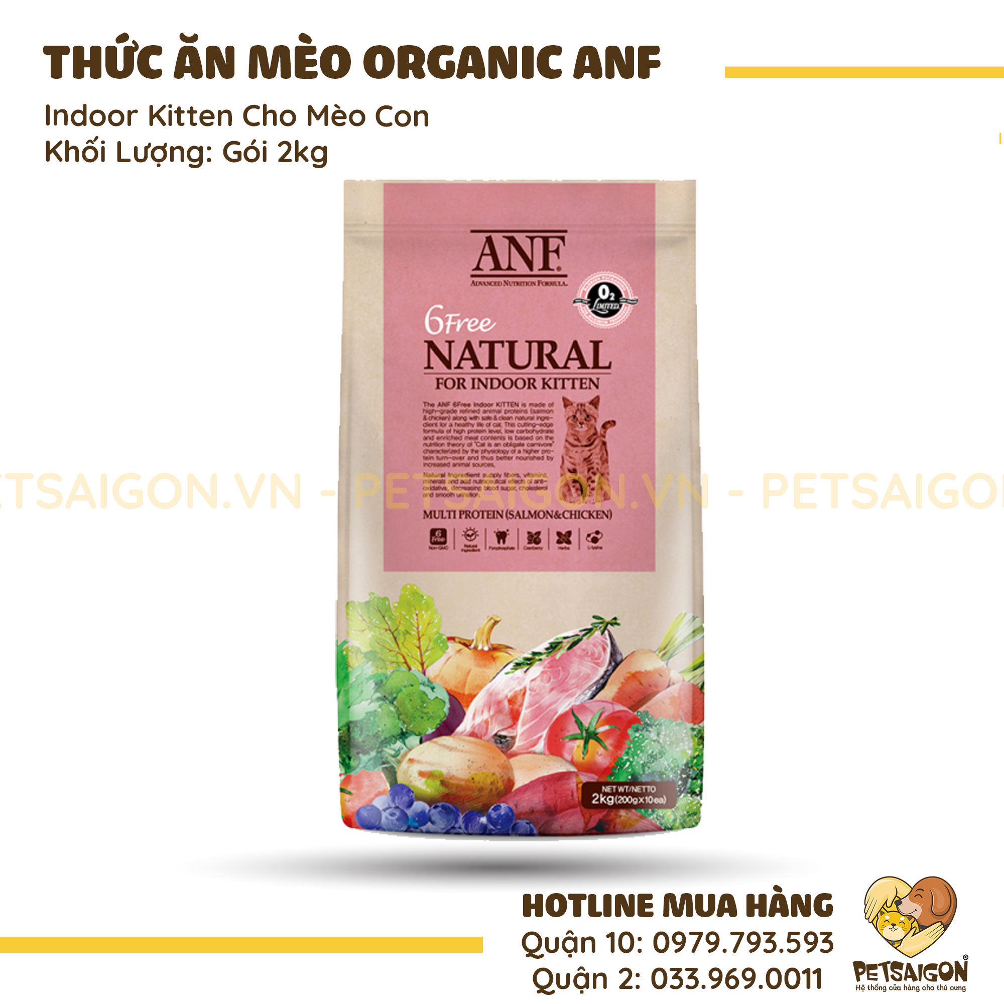 Thức Ăn Cho Mèo Con ANF 6 Free Indoor Kitten