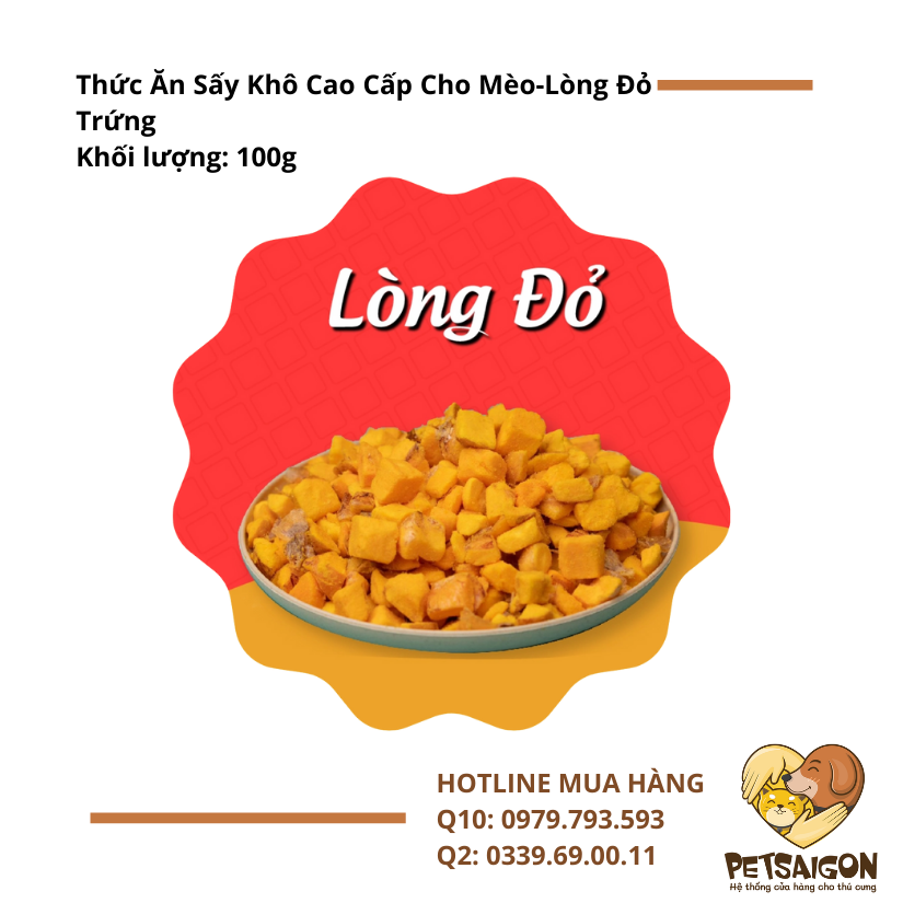 THỨC ĂN SẤY KHÔ CAO CẤP CHO MÈO - LÒNG ĐỎ TRỨNG- 100G