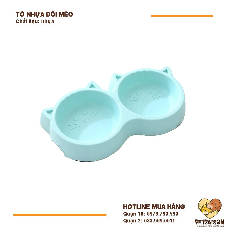 Tô Ăn Cho Chó Mèo - Tô Nhựa Đôi Mèo