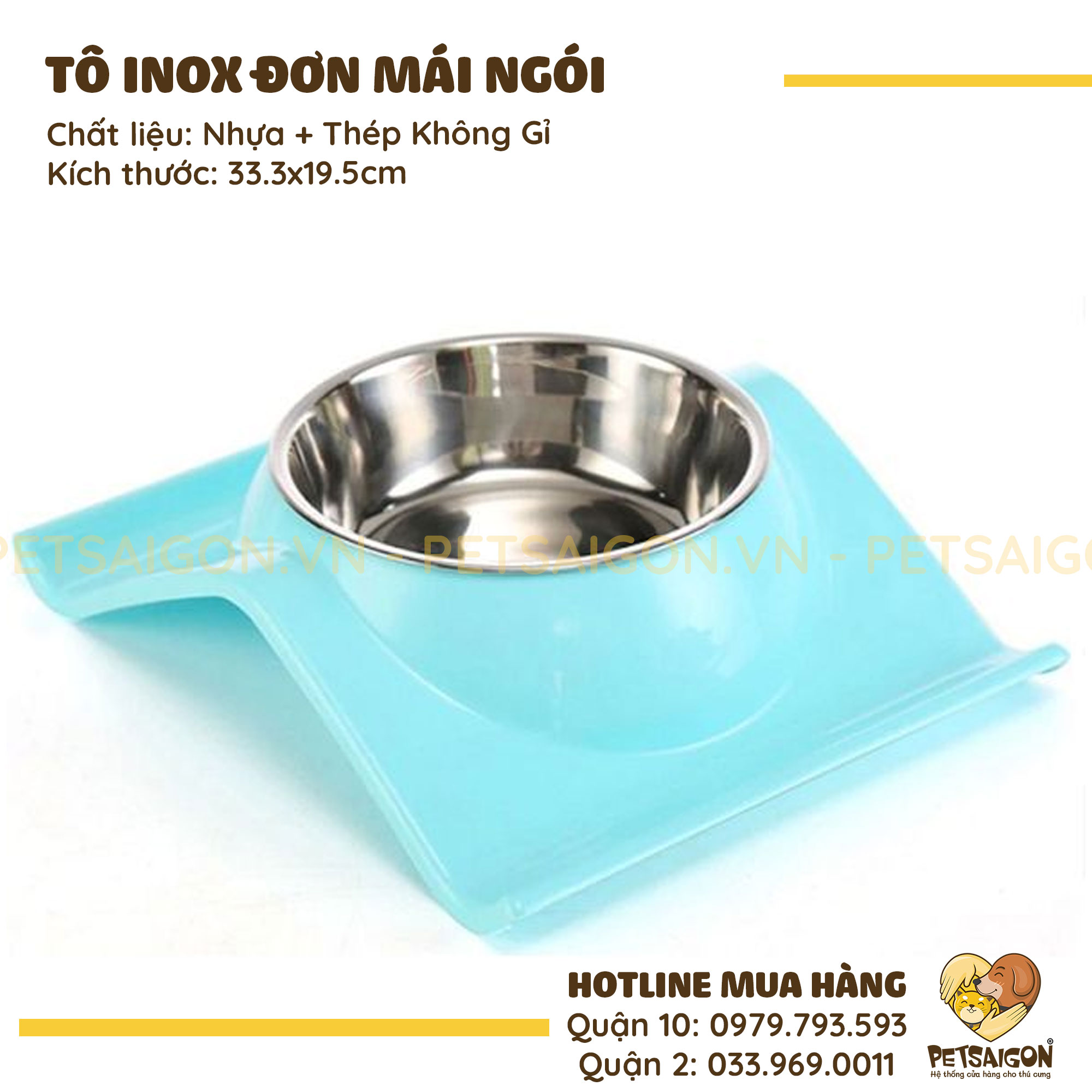 Tô Ăn Cho Chó Mèo Bằng Inox Hình Mái Ngói