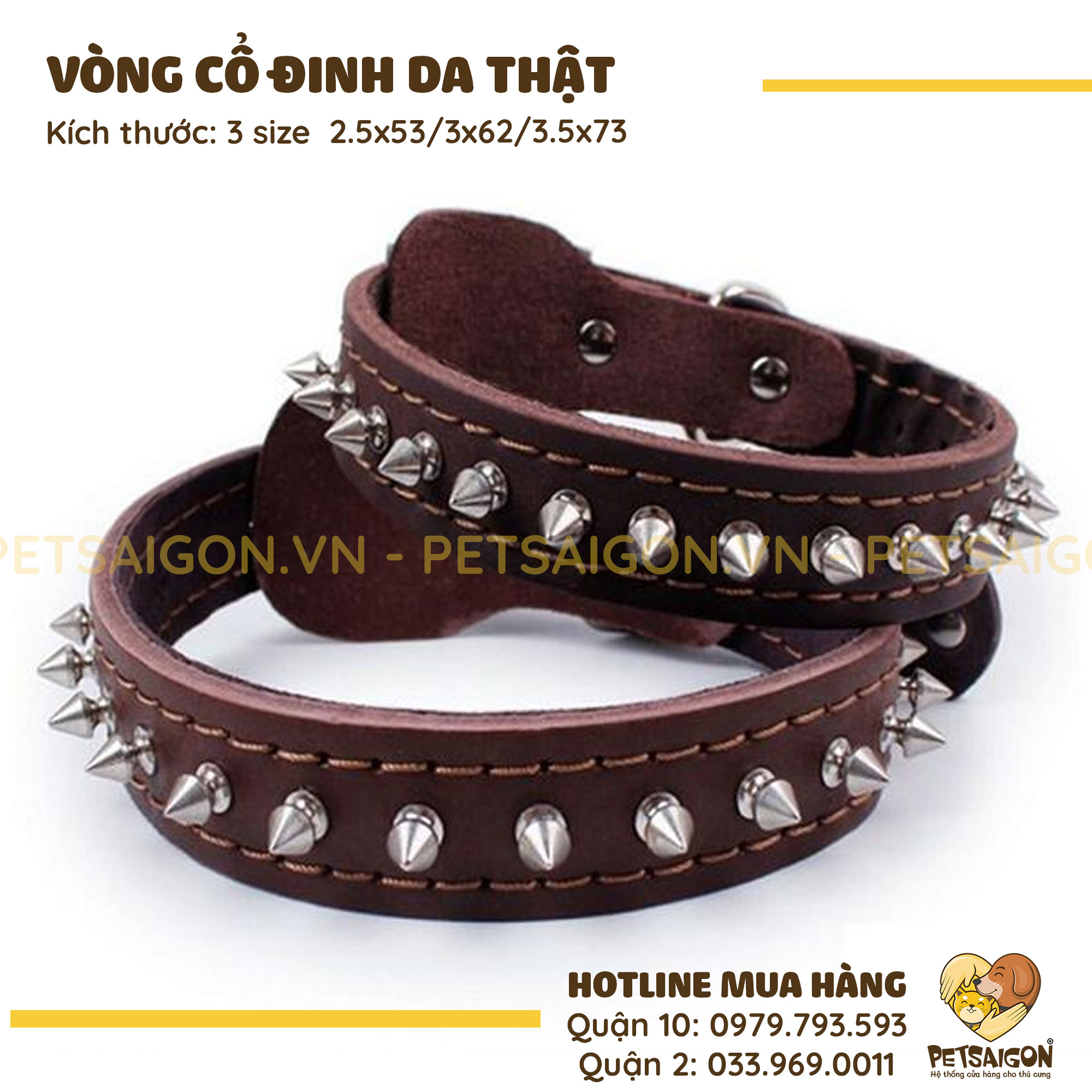 Vòng Cổ Cho Chó Bằng Da Đính Đinh