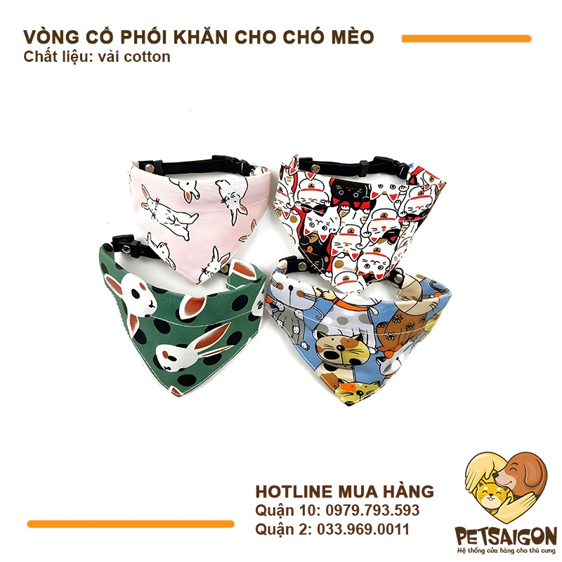 Vòng Cổ Cho Chó Mèo Phối Khăn Họa Tiết