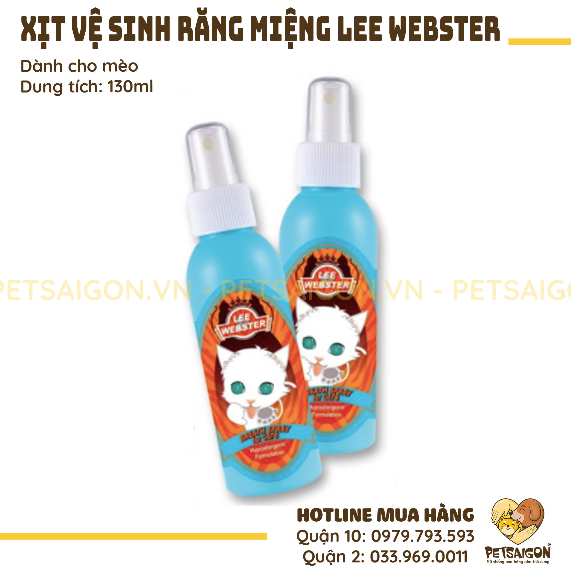 Xịt Vệ Sinh Răng Miệng Cho Mèo Lee Webster  130ml