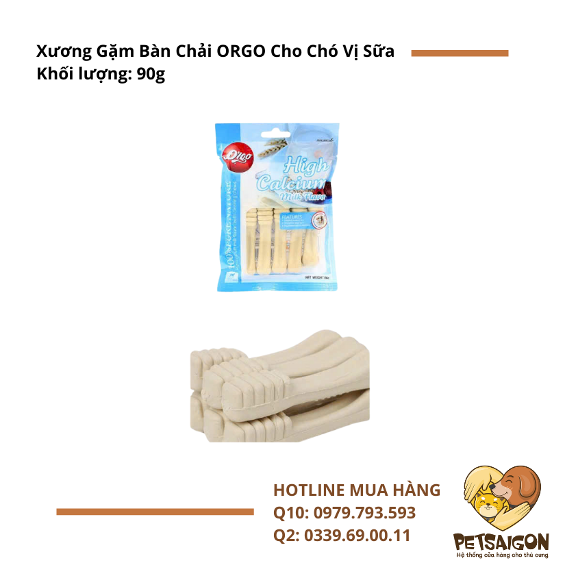 Xương Gặm Bàn Chải ORGO Cho Chó Gói 90G