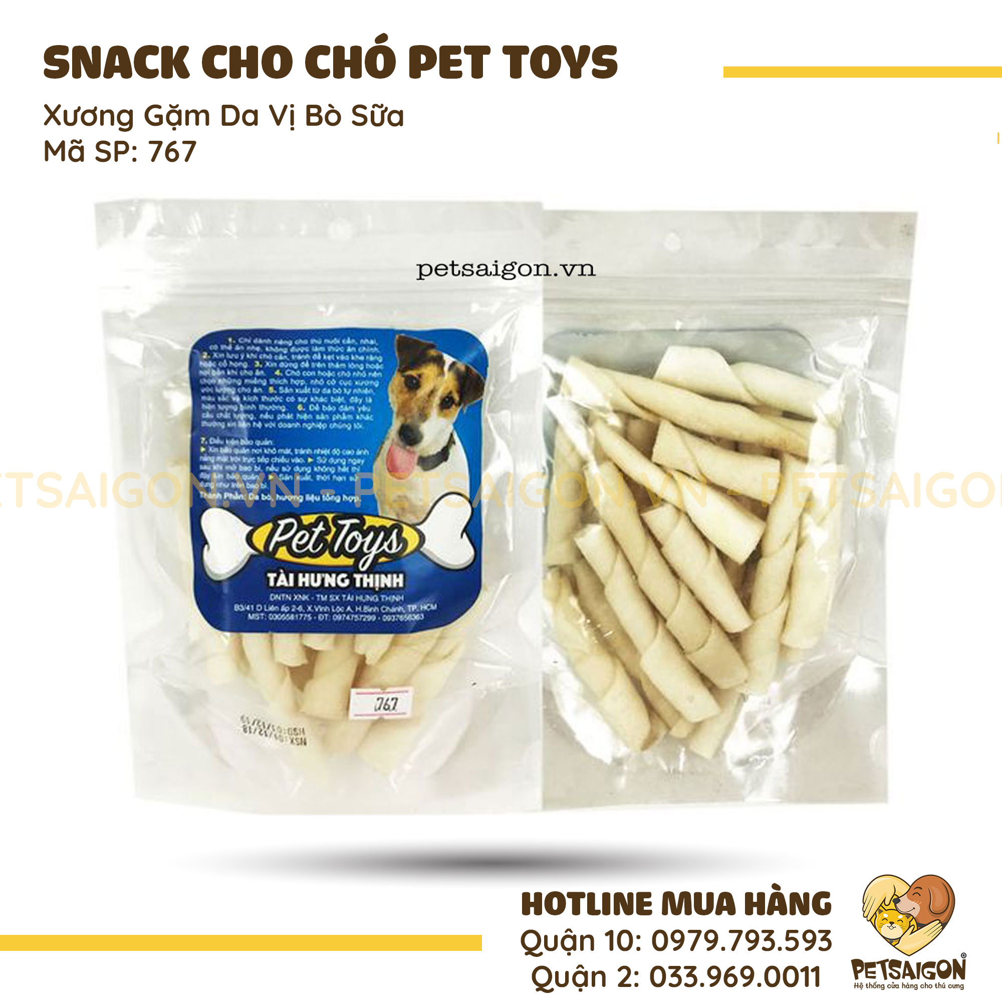 Xương Cho Chó Gặm Bằng Da Bò Vị Sữa