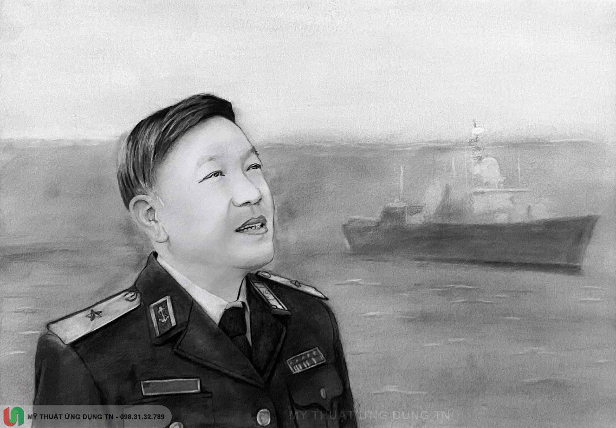 tranh vẽ chân dung bộ đội hải quân