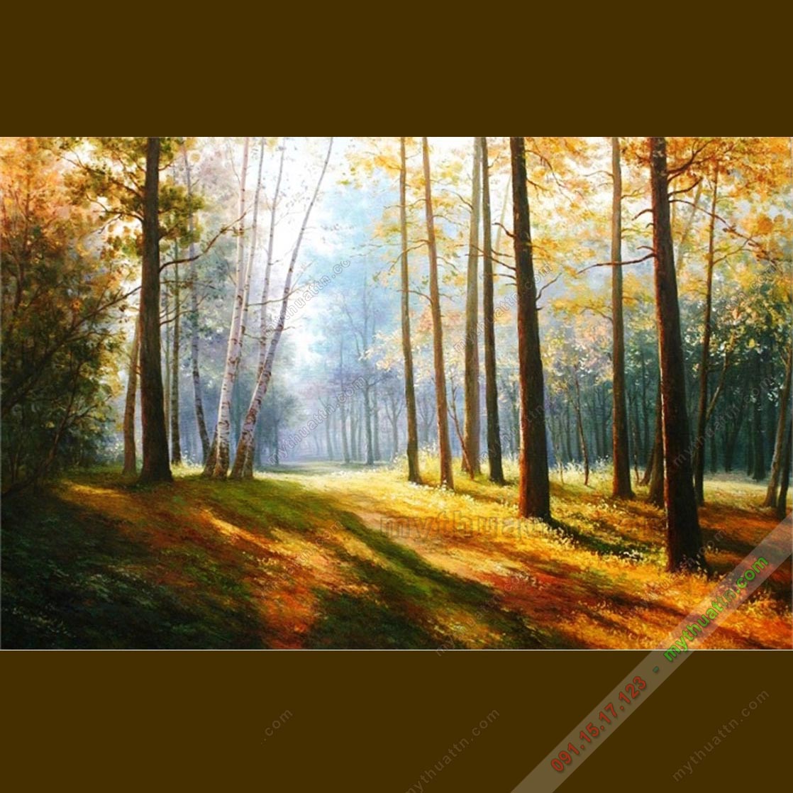 Tranh sơn dầu phong cảnh mùa thu châu Âu