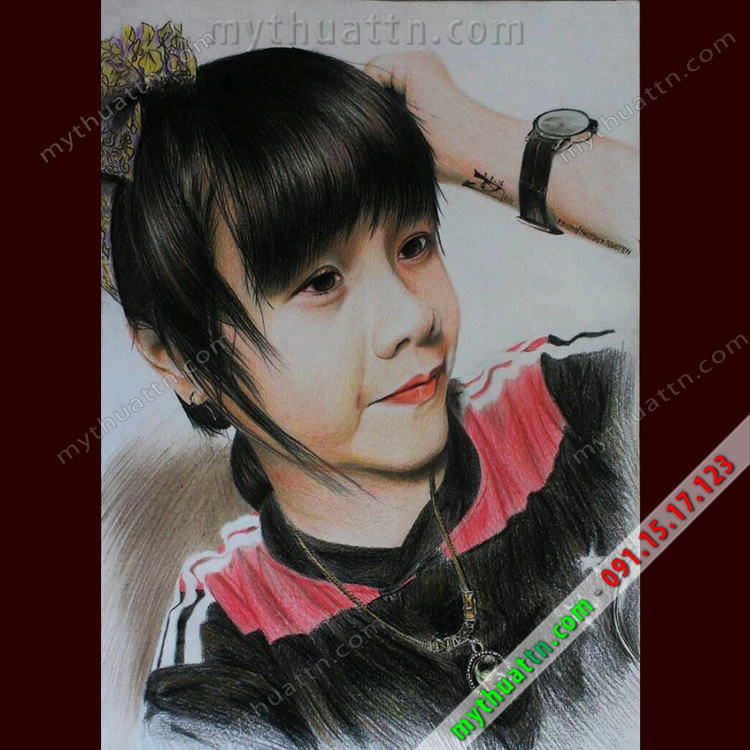 Tranh chân dung chì màu 002