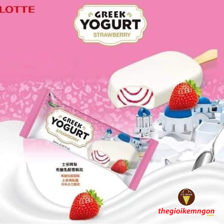 Kem sữa chua Hy Lạp vị dâu tây Greek Yogurt Strawberry Lotte Hàn Quốc