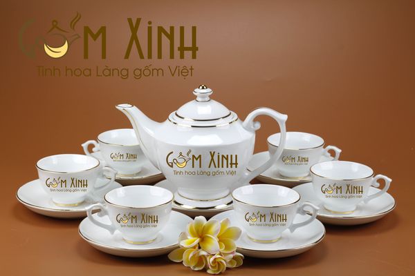 Ấm Chén Bát Tràng In Logo - Mẫu Quà Tặng Gốm Sứ Đẹp Rẻ Sang