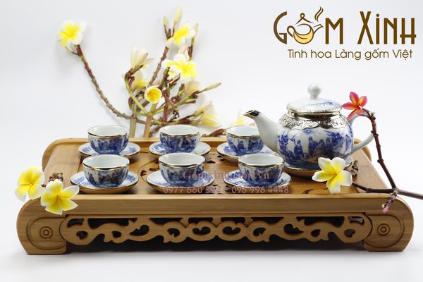 các loại ấm chén bát tràng men lam cổ đẹp mua ở đâu tốt