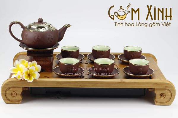 Tổng hợp TOP 30 mẫu ấm chén Bát Tràng bọc đồng đẹp bán chạy nhất