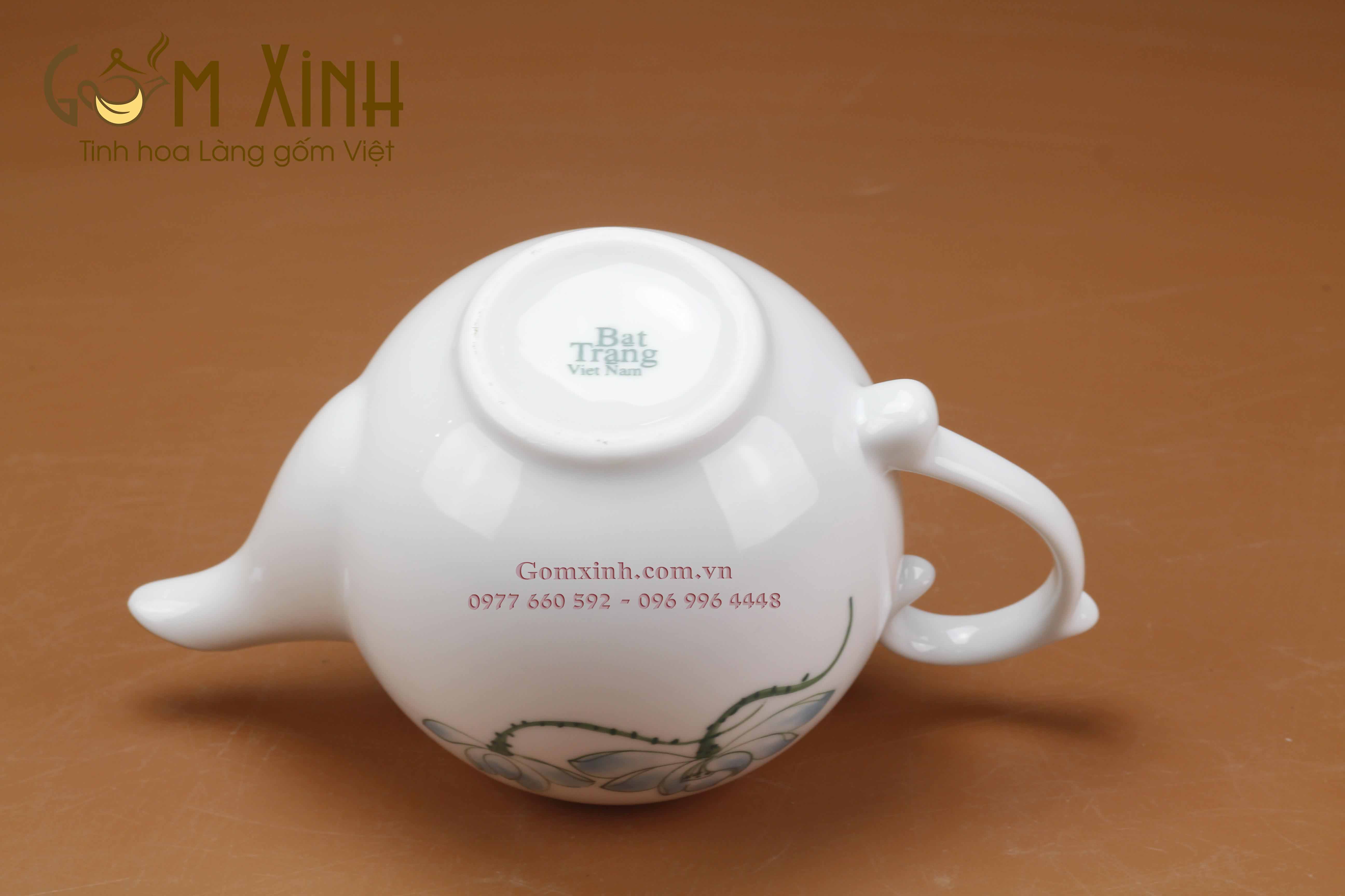 Bộ Chóp lửa vẽ hoa sen viền vàng kim khay lá