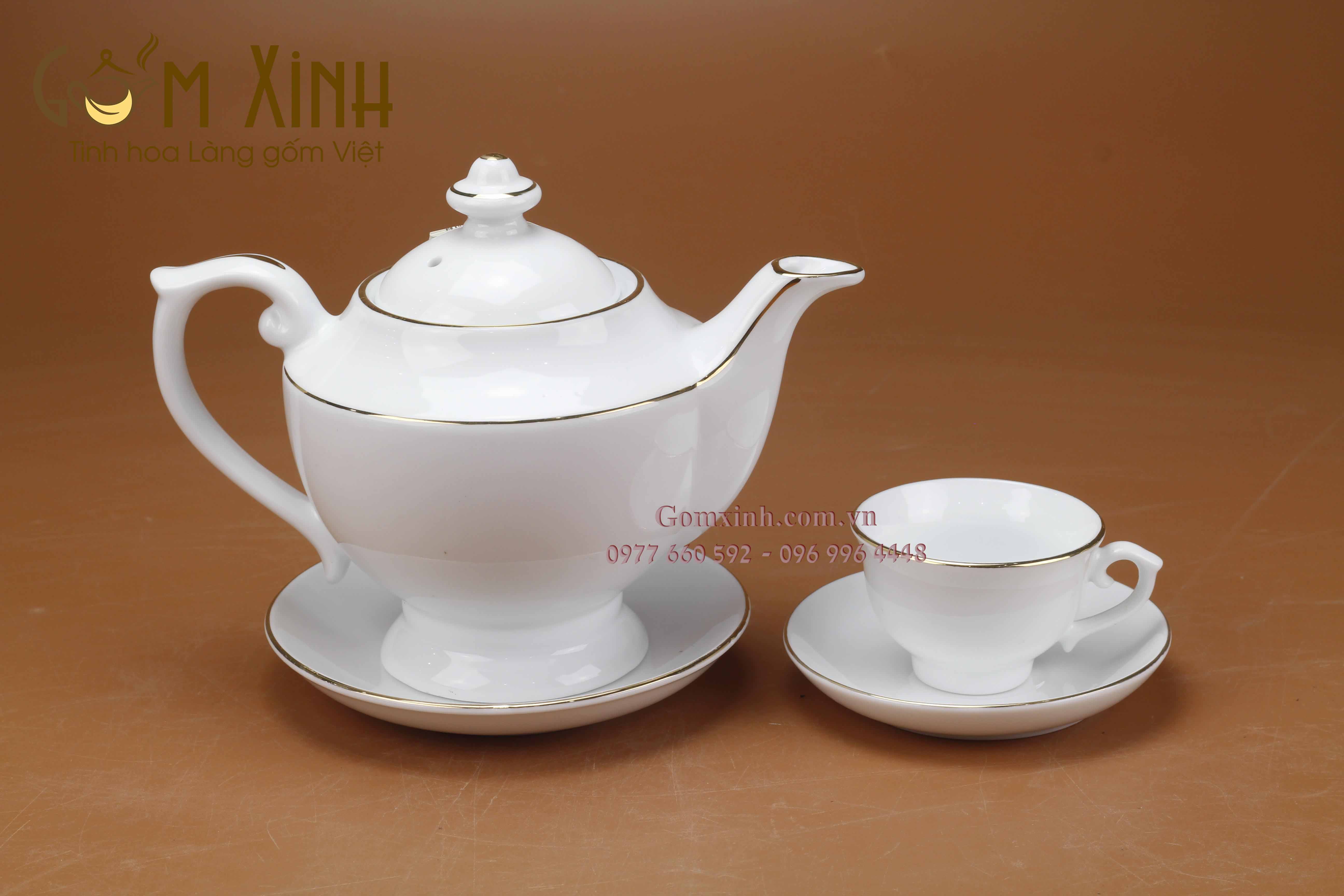 Bộ trà dáng Cúp S2 viền vàng kim