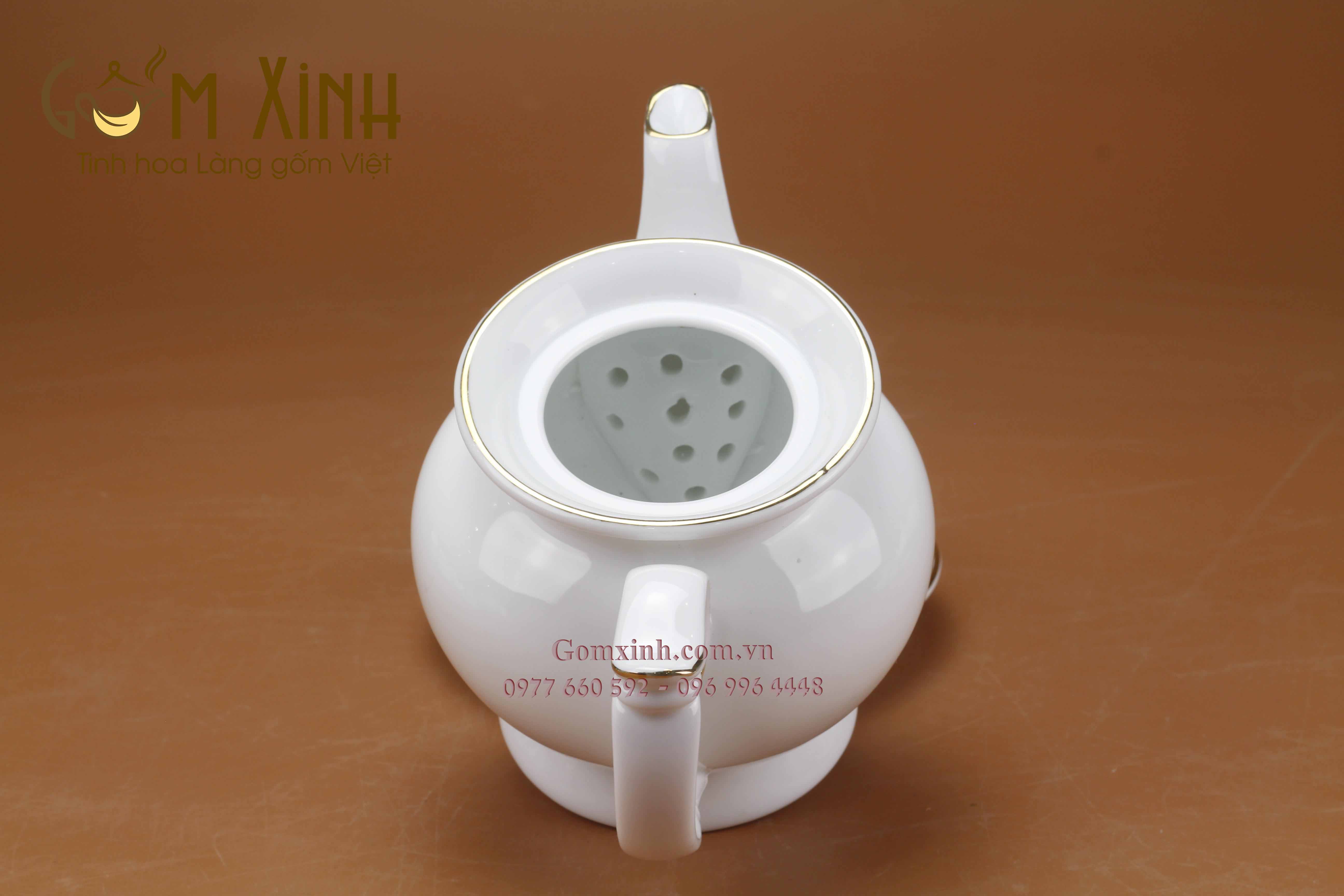 Bộ trà Phú Quý S1 (cỡ lớn) viền vàng kim kèm phụ kiện