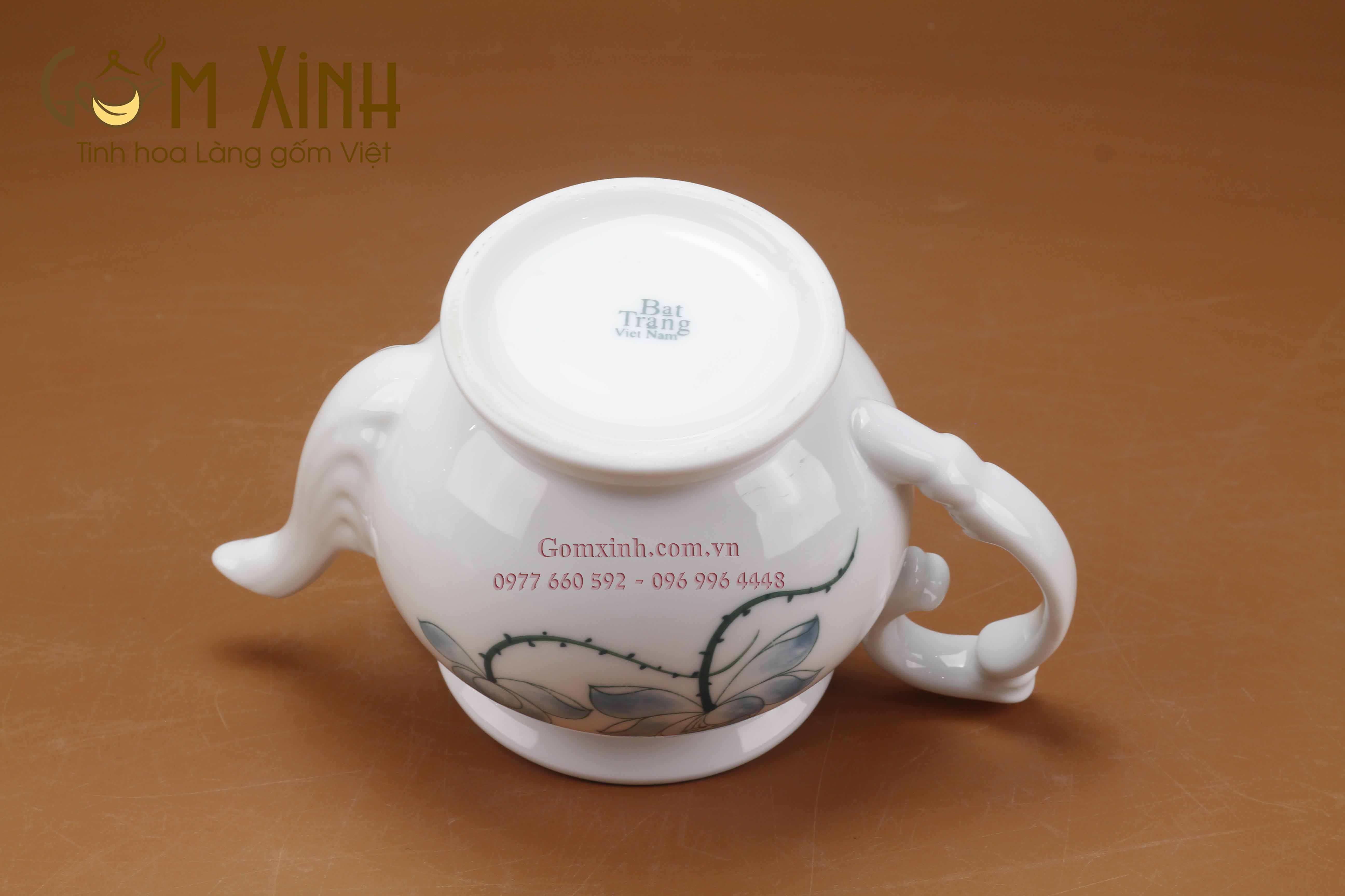 Bộ trà sứ Phú Quý vẽ hoa sen