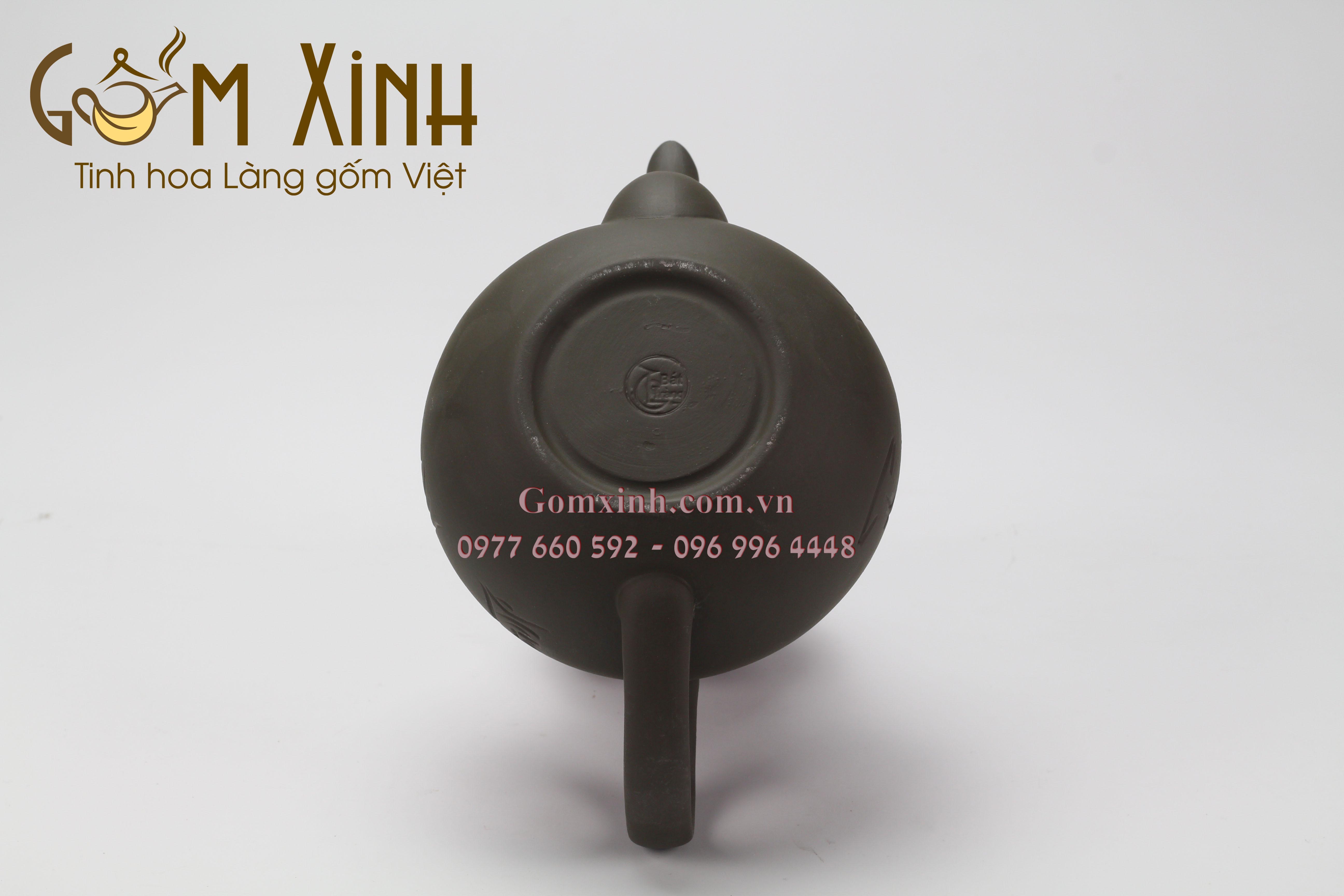 Bộ trà gốm tử sa Tống Phúc Lộc Thọ xanh rêu (Hàng Nghệ Nhân)