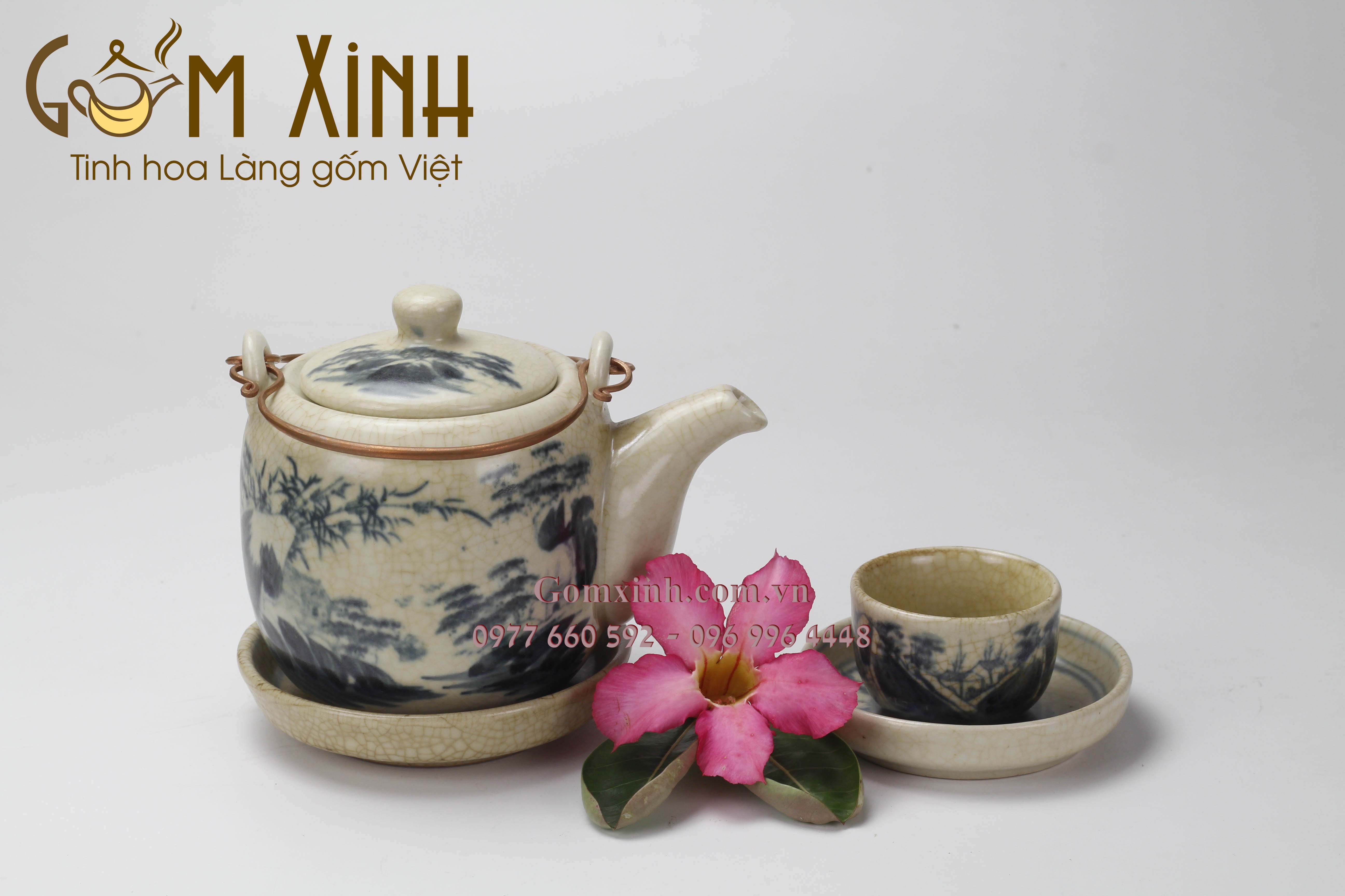 Bộ trà dáng Vại men rạn giả cổ