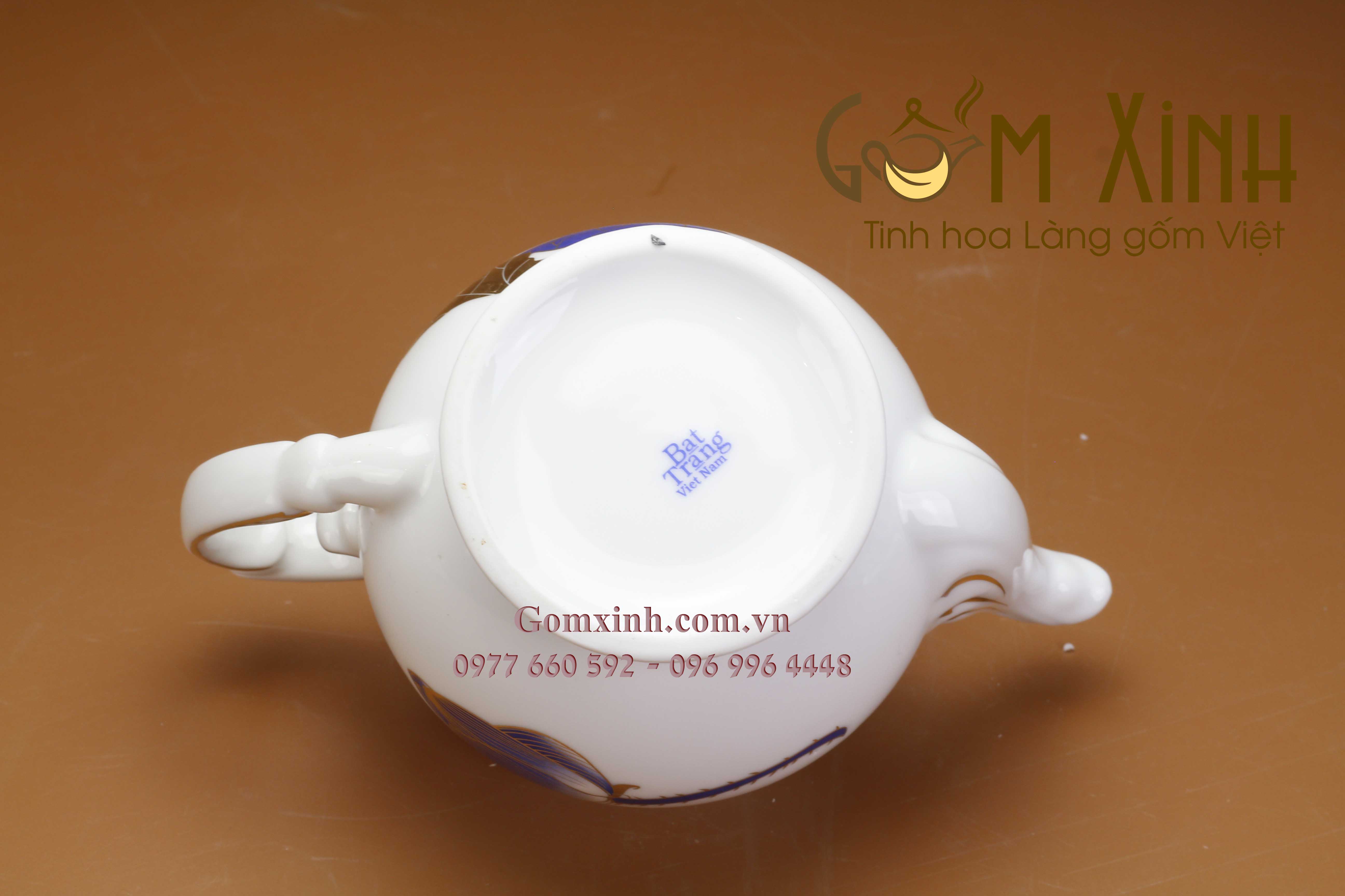 Bộ bình trà Phú Quý sen xanh vàng kim