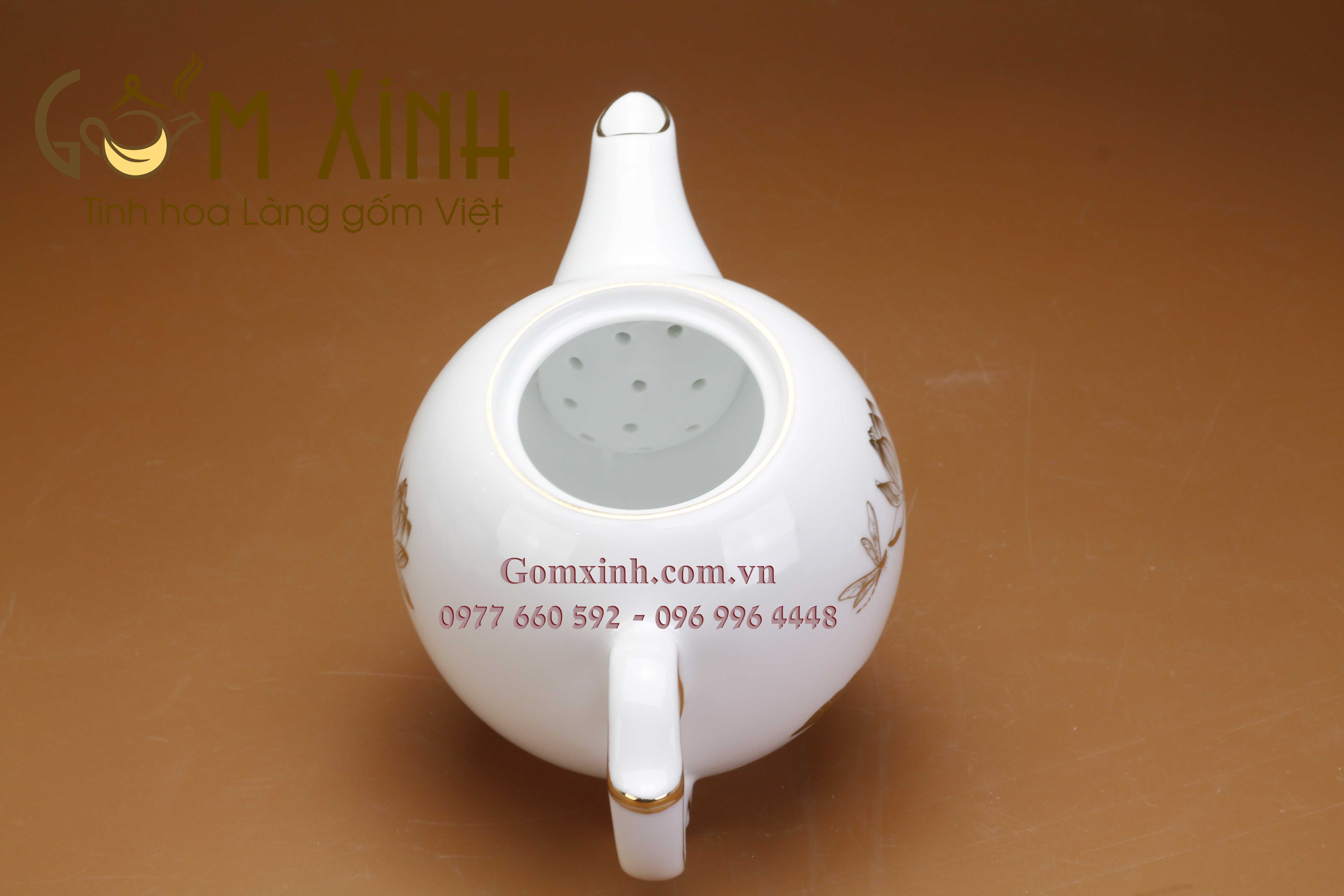 Bộ trà Chóp lửa sen chuồn vàng kim