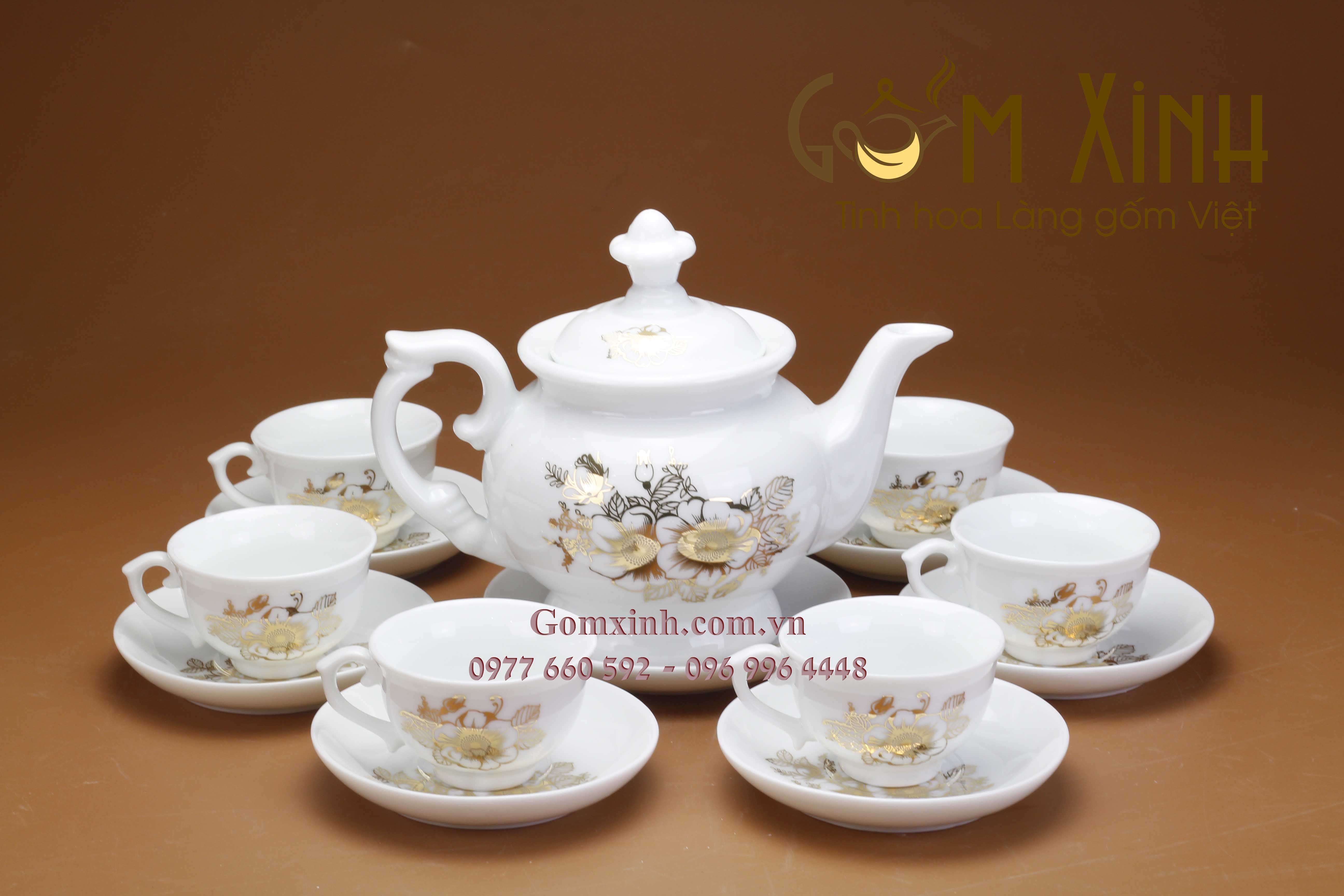 Bộ bình trà Phú Quý hoa vàng kim (ấm 600ml)