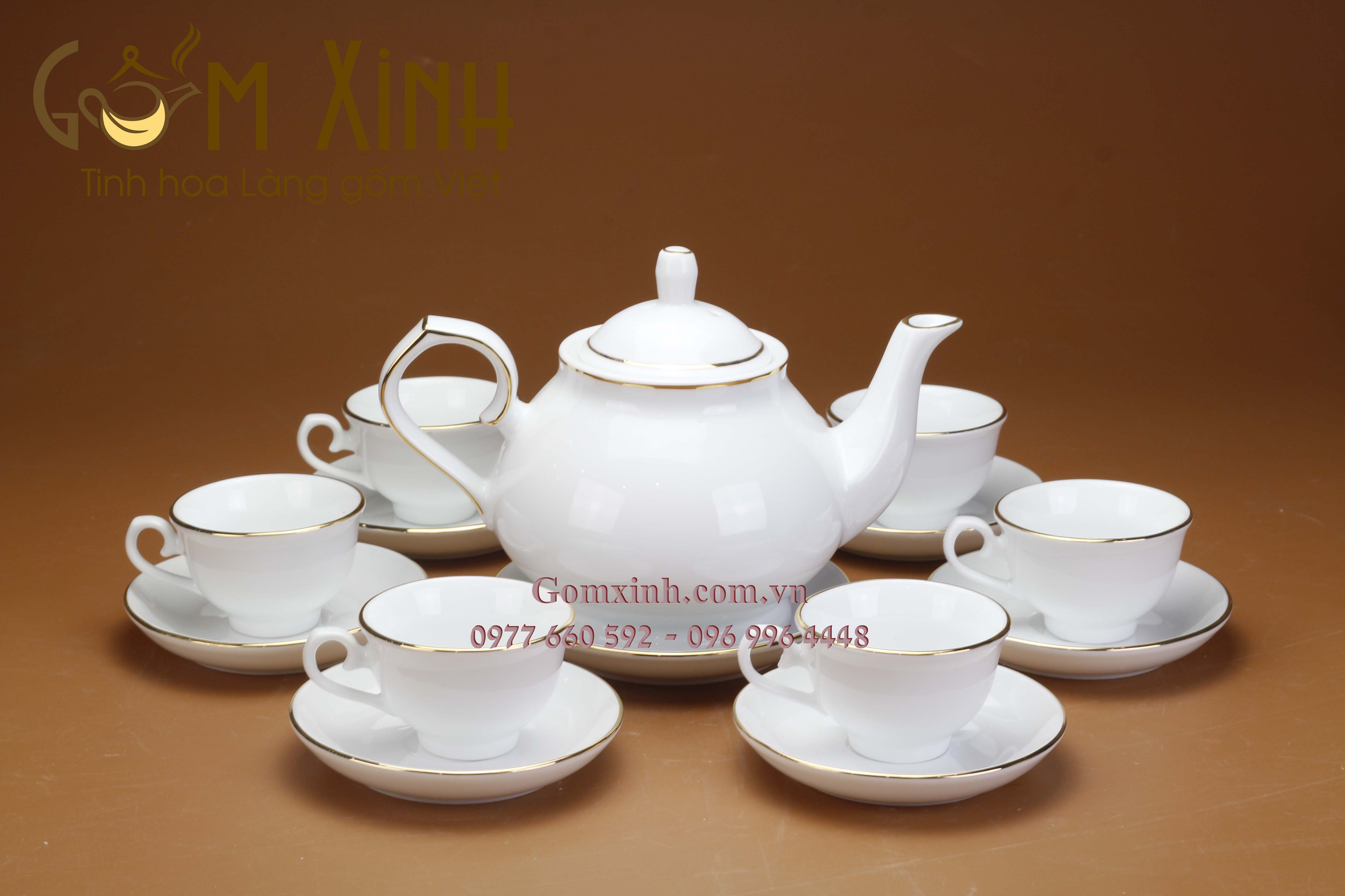 Bộ trà Thiên Kim viền vàng kim