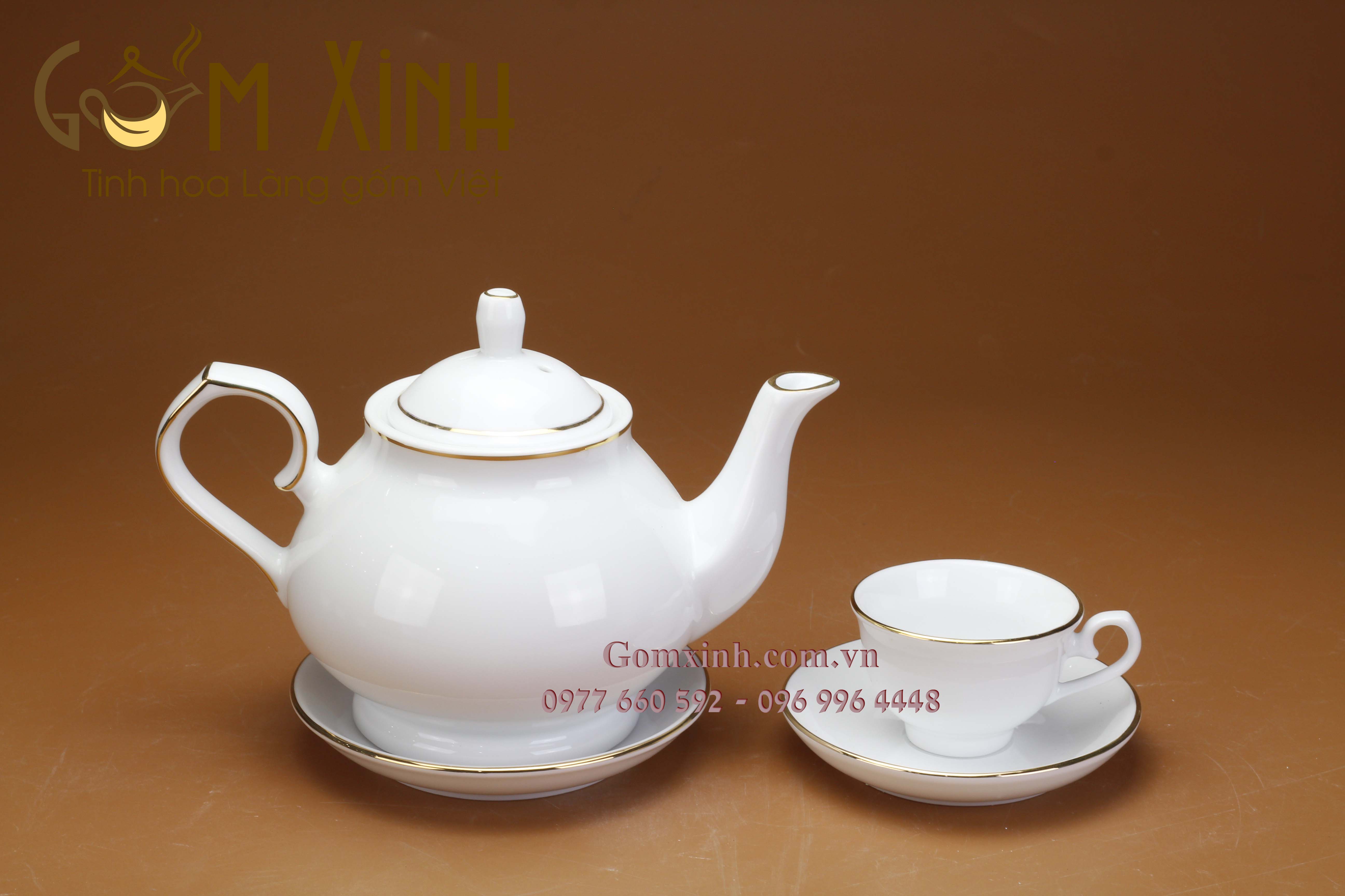 Bộ trà Thiên Kim viền vàng kim