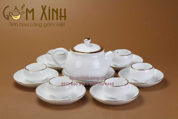 Bộ trà ba chân dáng Nhật vàng kim