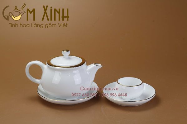 Bộ trà ba chân dáng Nhật vàng kim