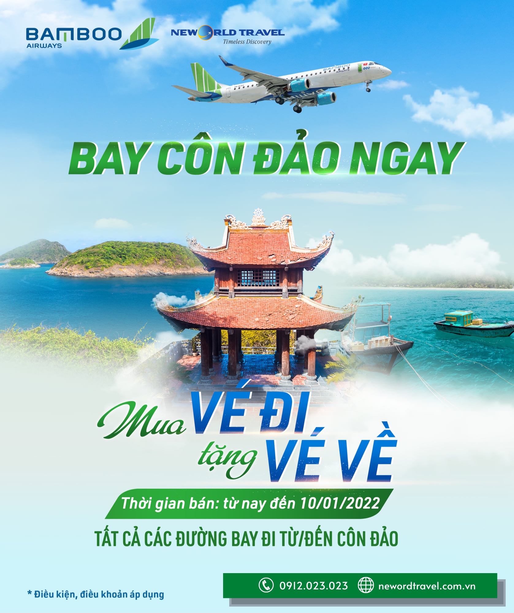 MUA VÉ ĐI TẶNG VÉ VỀ - BAY CÔN ĐẢO SAY MÊ