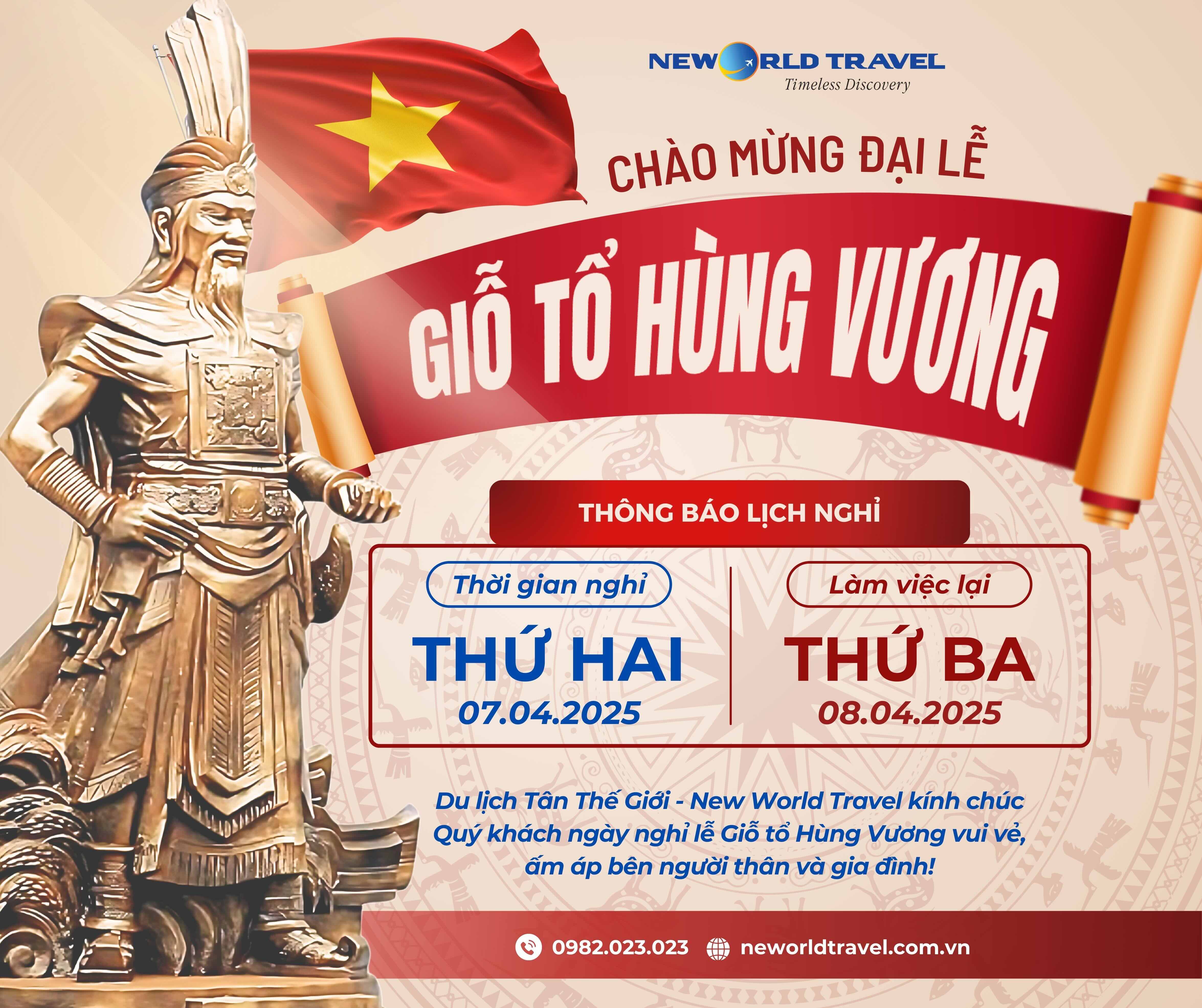 Thông báo lịch nghỉ lễ Giỗ Tổ Hùng Vương 2025