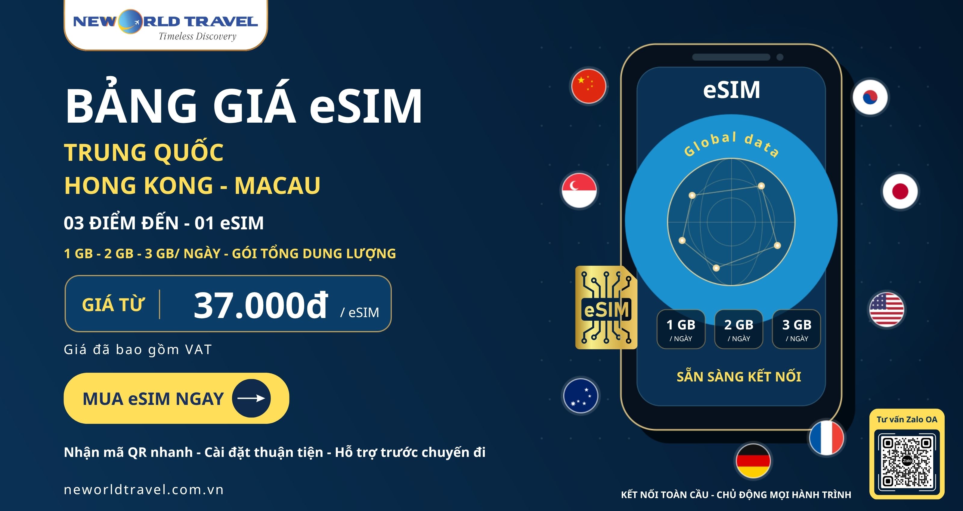 Bảng giá eSIM Trung Quốc - Hong Kong - Macau - Kết nối thuận tiện trong suốt hành trình