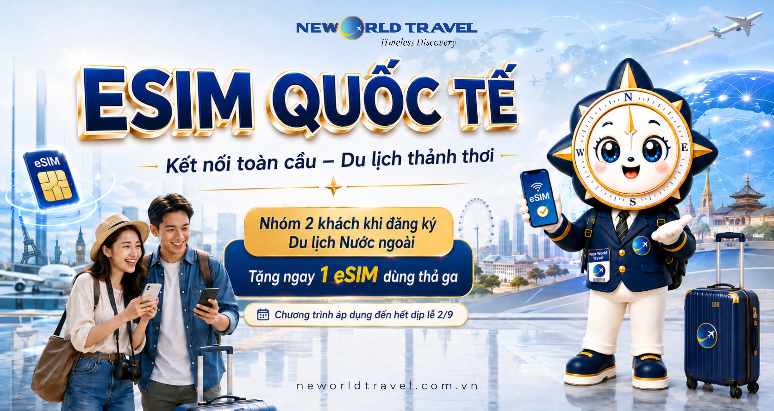 Đăng ký tour nước ngoài nhóm 2 khách - Tặng ngay 1 eSIM quốc tế