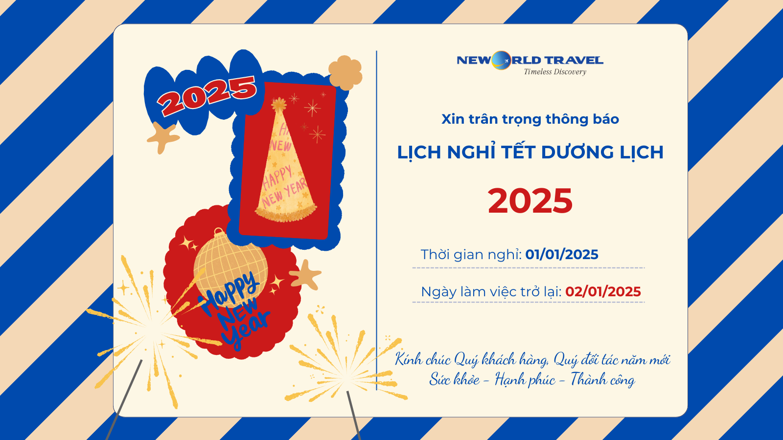 Thông báo nghỉ Tết Dương Lịch 2025