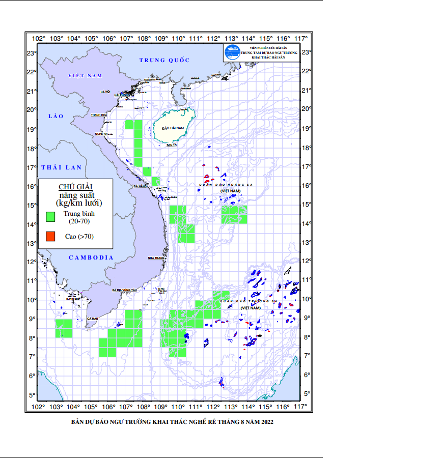 BẢN TIN Dự báo ngư trường khai thác nghề rê (Hạn tháng, tháng 08/2022) (01-08-2022)