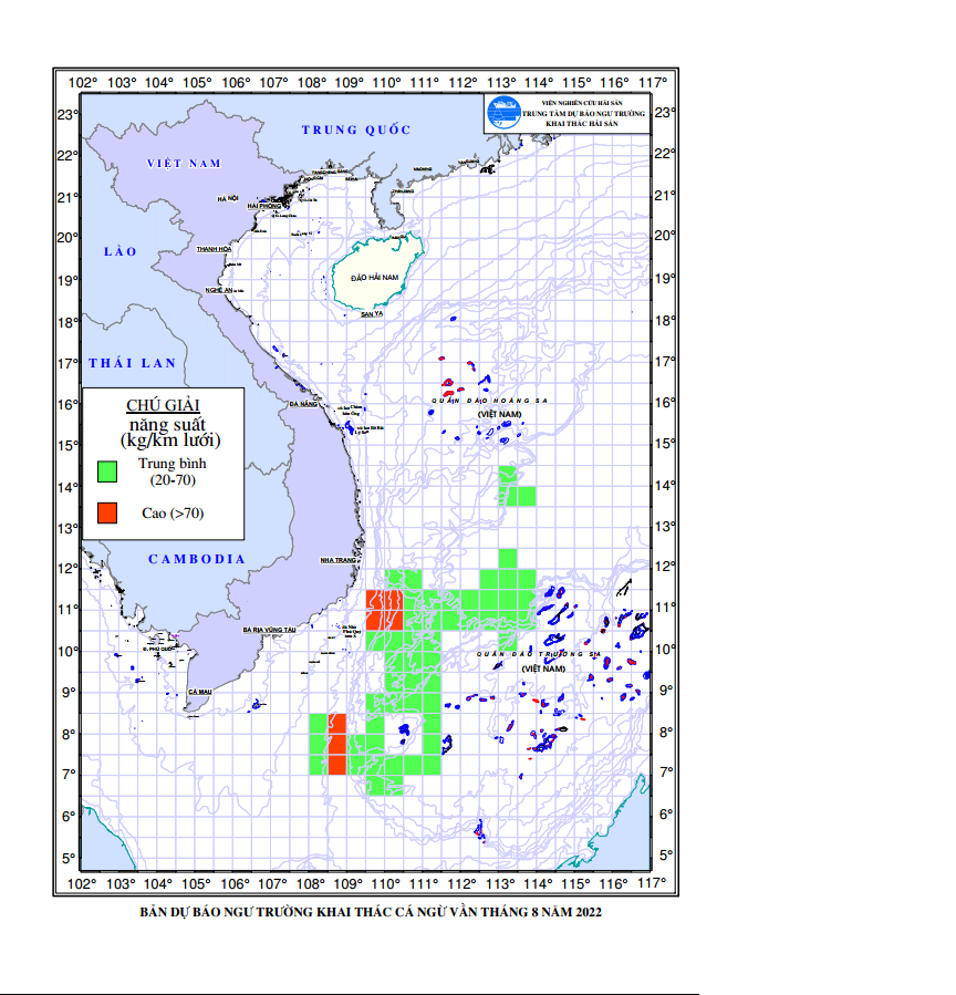 BẢN TIN Dự báo ngư trường khai thác cá ngừ vằn (Hạn tháng, tháng 08/2022) (01-08-2022)