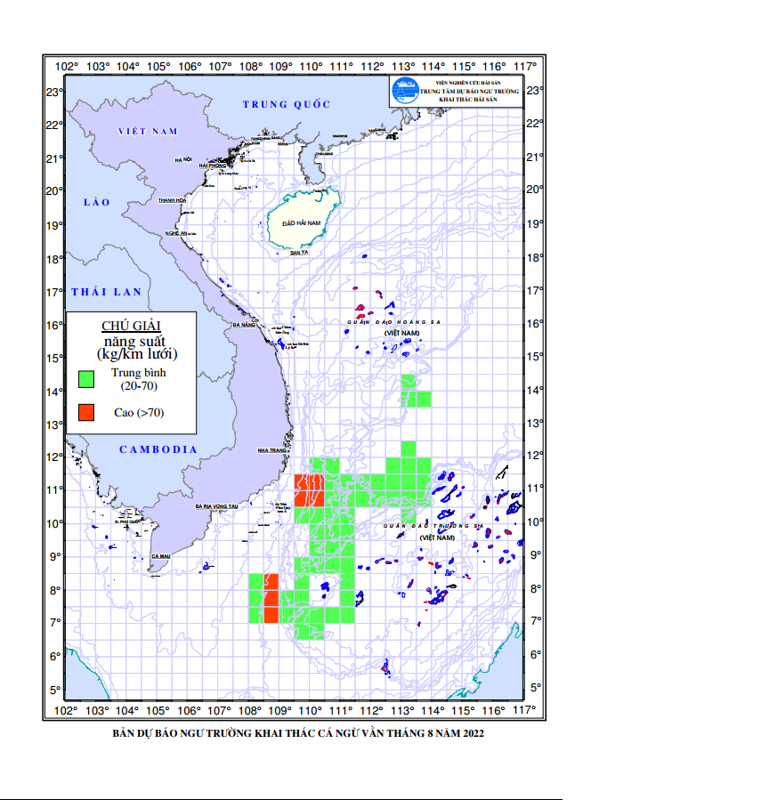 BẢN TIN Dự báo ngư trường khai thác cá ngừ vằn (Hạn tháng, tháng 08/2022) (01-08-2022)