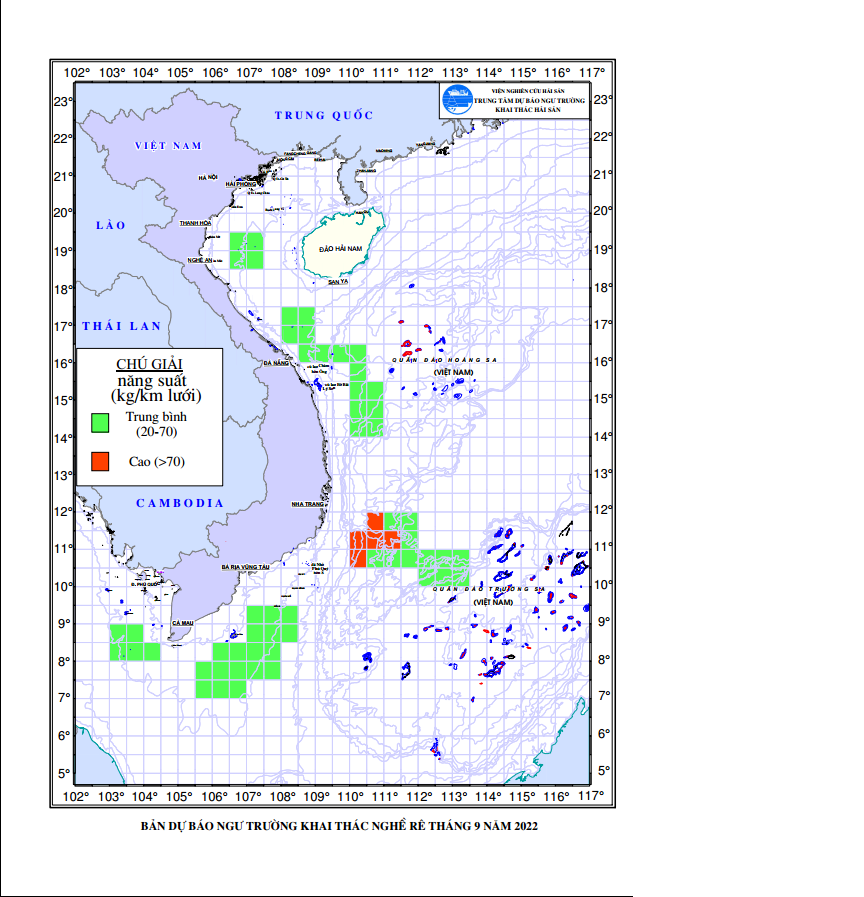BẢN TIN Dự báo ngư trường khai thác nghề rê (Hạn tháng, tháng 09/2022) (01-09-2022)
