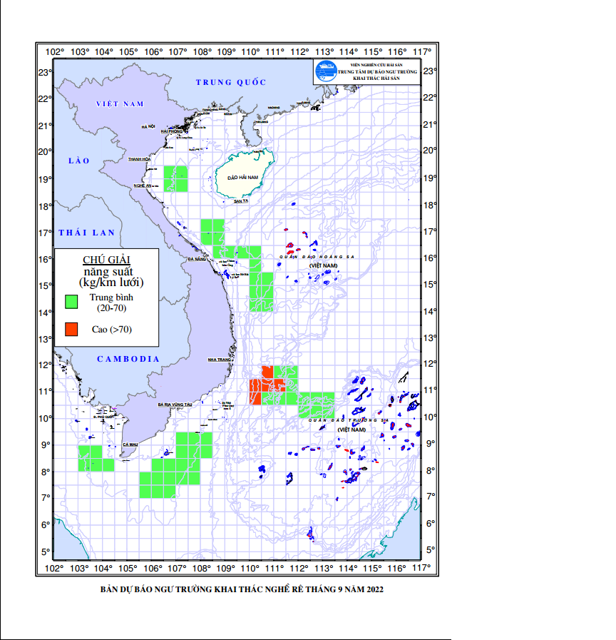 BẢN TIN Dự báo ngư trường khai thác nghề rê (Hạn tháng, tháng 09/2022) (01-09-2022)