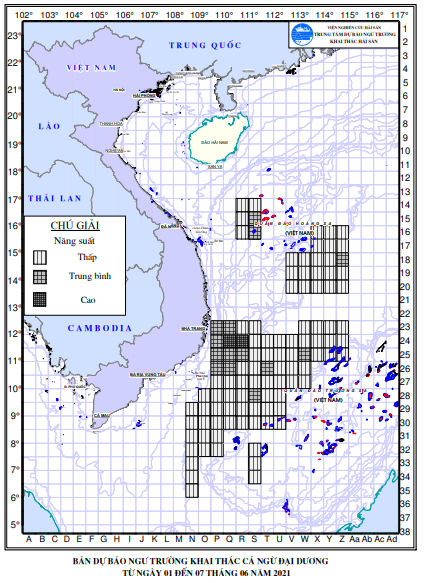 BẢN TIN Dự báo ngư trường khai thác cá ngừ đại dương (Hạn 07 ngày, từ 01/06/2021 đến 7/06/2021) (01-06-2021)