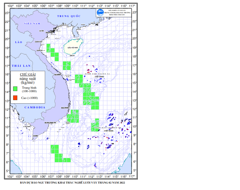 BẢN TIN Dự báo ngư trường khai thác nghề vây (Hạn tháng, tháng 02/2022) (01-02-2022)