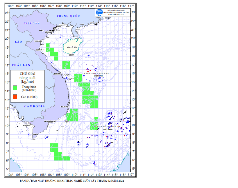 BẢN TIN Dự báo ngư trường khai thác nghề vây (Hạn tháng, tháng 02/2022) (01-02-2022)