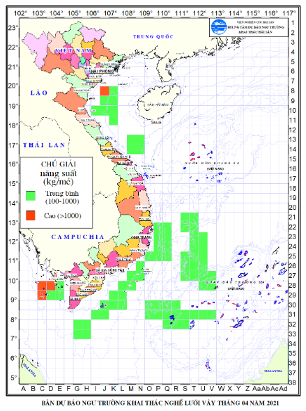 BẢN TIN Dự báo ngư trường khai thác nghề vây (Hạn tháng, tháng 4/2021) (01-04-2021)