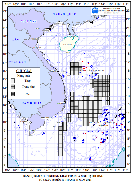 BẢN TIN Dự báo ngư trường khai thác cá ngừ đại dương (Hạn 07 ngày, từ 08/06/2021 đến 15/06/2021) (08-06-2021)