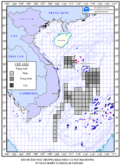 BẢN TIN Dự báo ngư trường khai thác cá ngừ đại dương (Hạn 07 ngày, từ 08/06/2021 đến 15/06/2021) (08-06-2021)