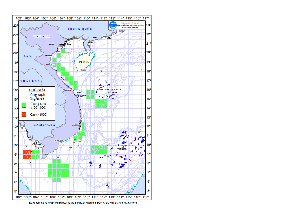 BẢN TIN Dự báo ngư trường khai thác nghề vây (Hạn tháng, tháng 07/2022) (01-07-2022)