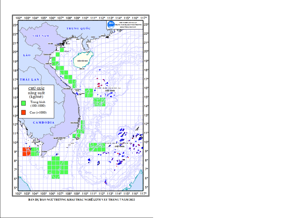 BẢN TIN Dự báo ngư trường khai thác nghề vây (Hạn tháng, tháng 07/2022) (01-07-2022)